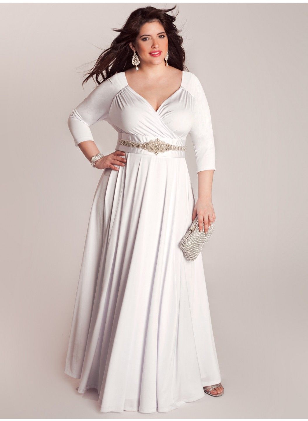 2016 Stunning Casual Dress 3/4Long Sleeve Plus Size Sash A