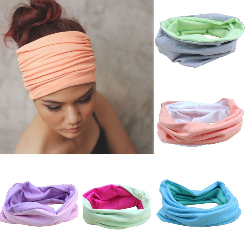 Apparel Accessories Fashion Wide Patchwork Cotton Headband For Women Lady Plain Fabric Yoga Sport Elastic Hairband Turban Headwrap Hair Accessories