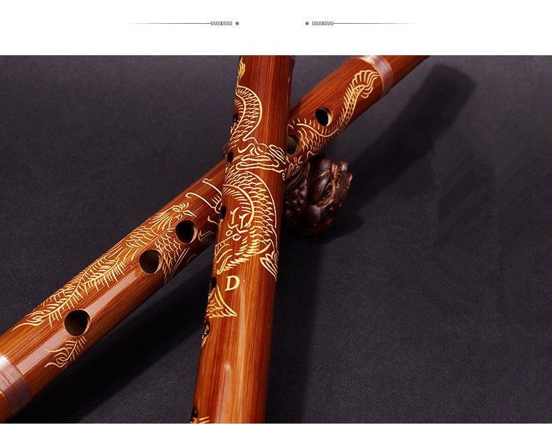 Discount Bamboo Flute Chinese Traditional Totem Dragon And Phoenix