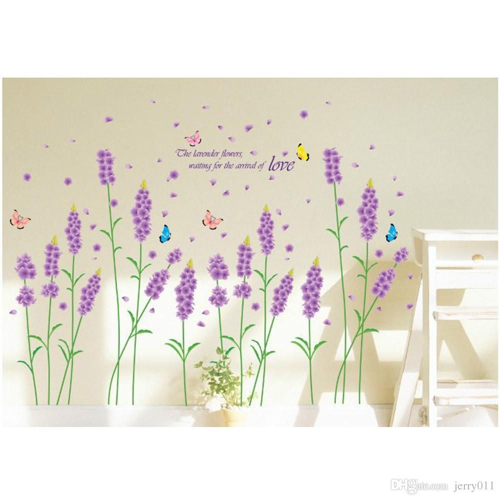 diy purple lavender flower wall stickers removable romantic home diy purple lavender flower wall stickers removable romantic home