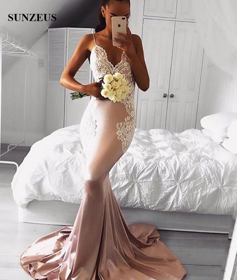 ppliques Long Wedding Party Gowns Sweep T