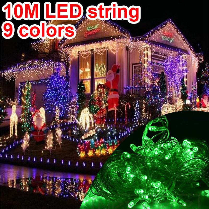 Waterproof 10m 100LEDs Christmas Flash String Light With Tail Plug