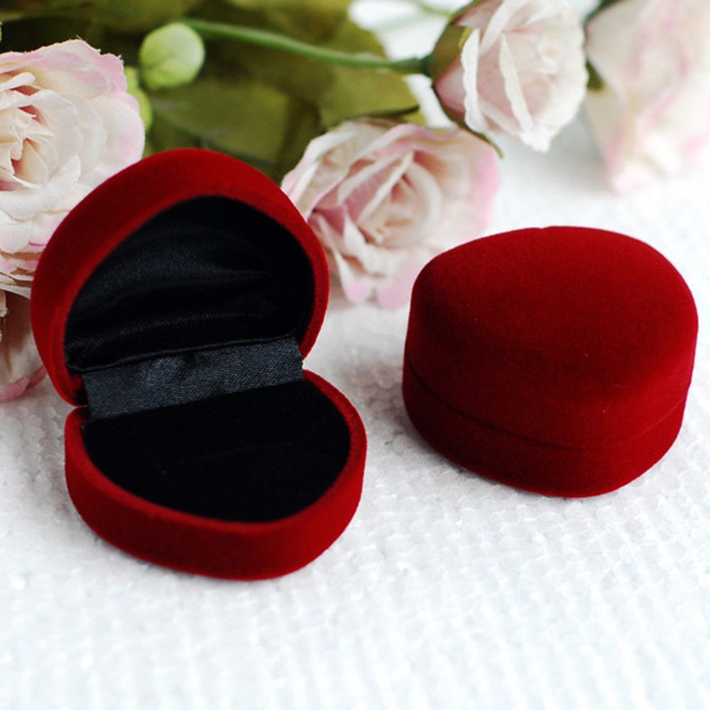 2020 Heart Shape Jewelry Box Ring Box Earring Box Flocking Box Gift