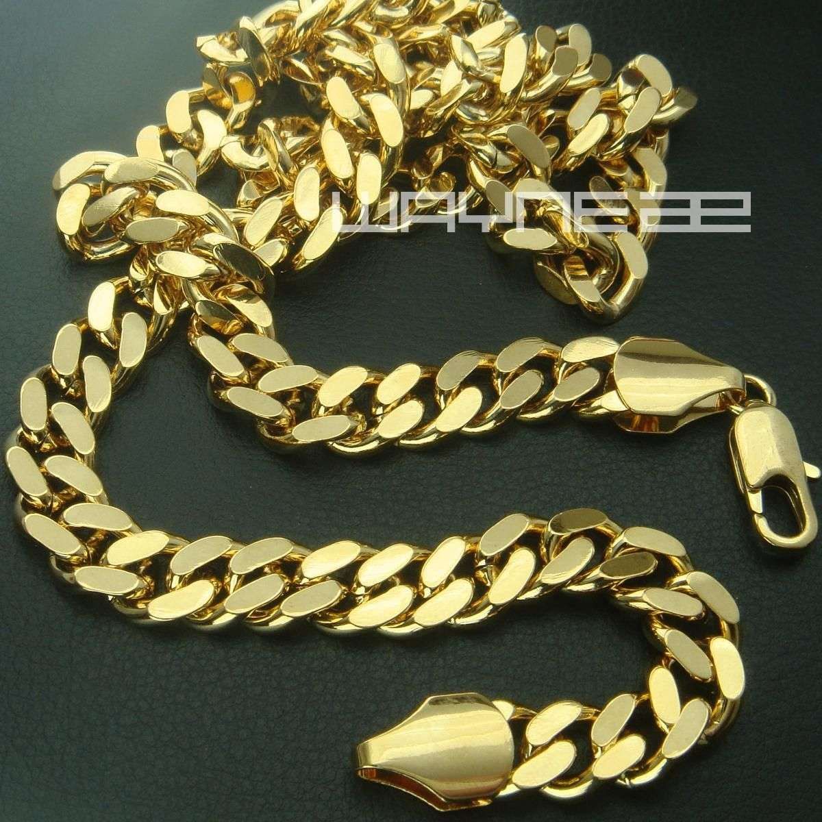18k Gold Filled Mens Solid Chain Long Necklace Curb Ring Link Jewellery N227 Wholesale Cheap