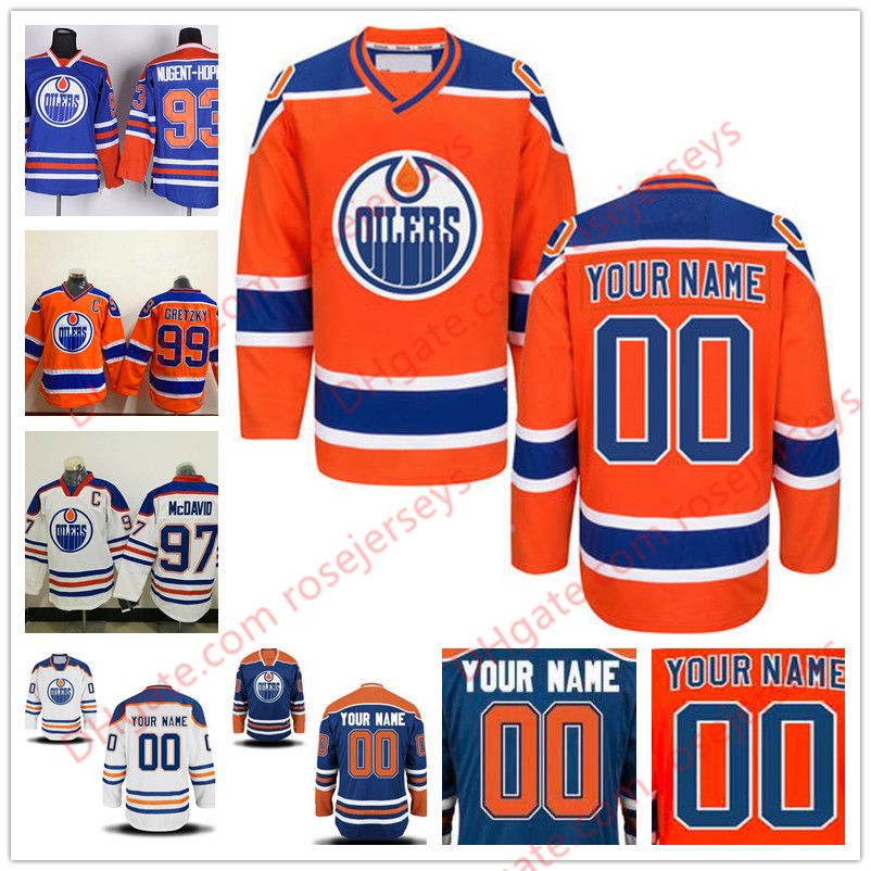 Stitched Custom Edmonton Oilers Mens Womens Youth OLD BRAND Orange