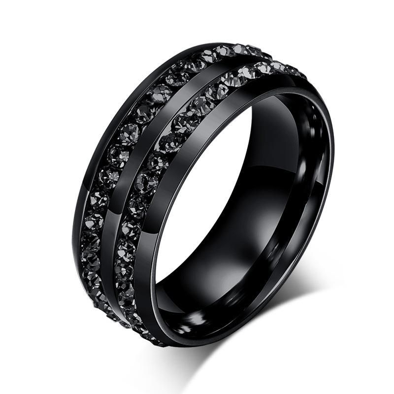 Black Crystal His And Her Promise Ring Sets Wedding Rings For Men And Women Engagement Ring ...