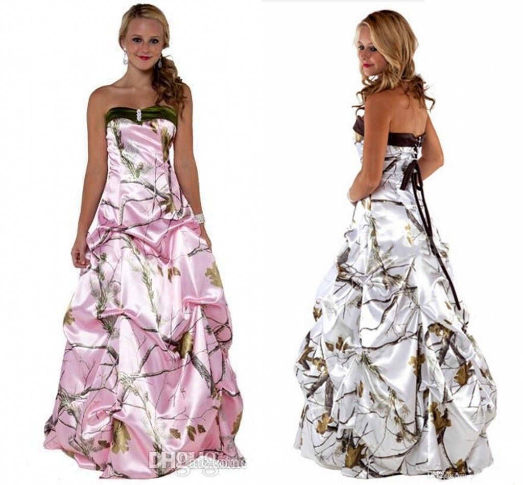 white camouflage wedding dress