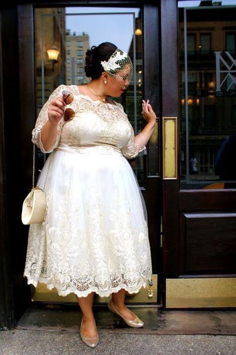 plus size tea length wedding dresses