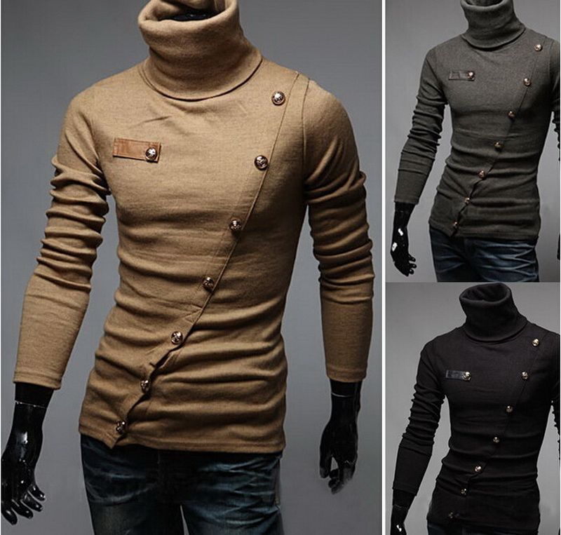 2020 2016 New Men'S Long Sleeve Turtleneck Sweaters Men Fashion Sweater ...