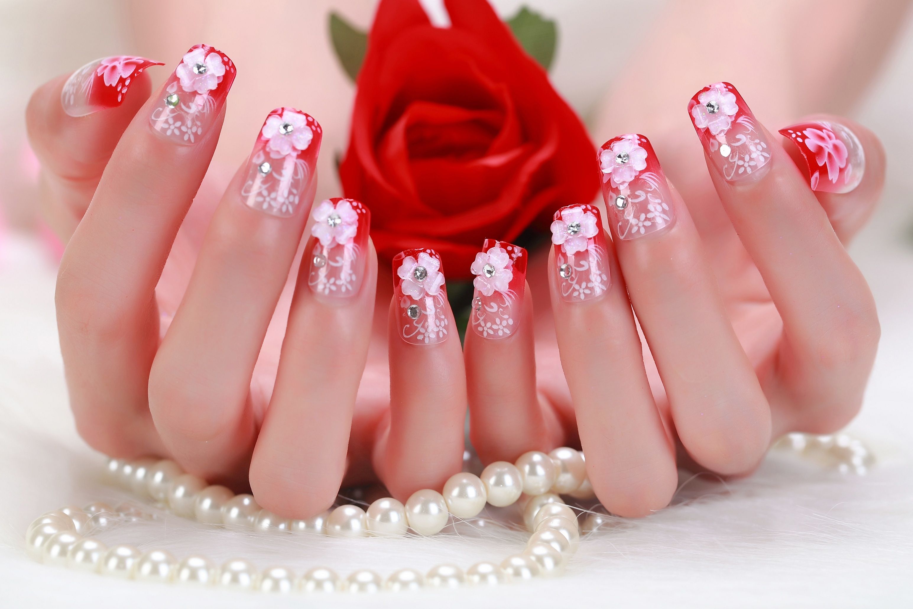 Kids False Nails French Stiletto Fake Nail Tips 100x Full ...