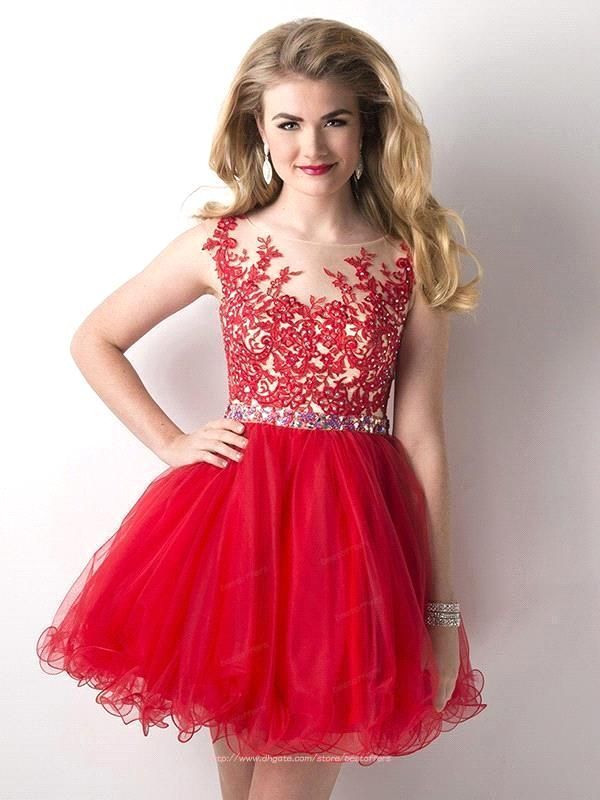 Short/Mini Party Dress With Lace Appliques Sheer Long Sleeves Bateau