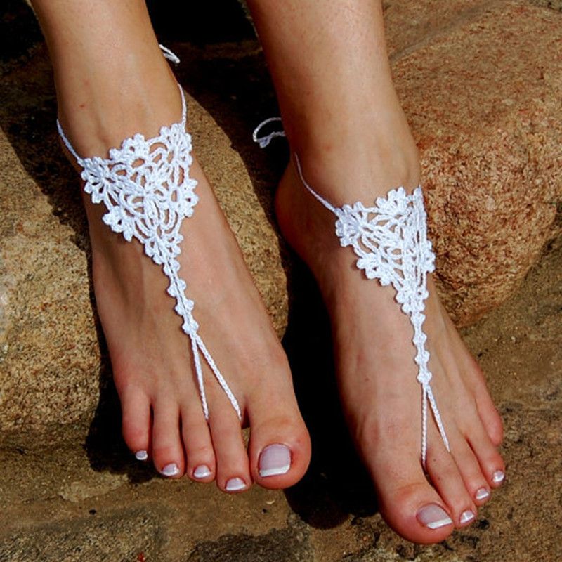 Or Crochet Barefoot Sandals Beach Wedding Shoes Bridal Shoes Flip