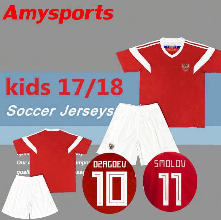 2018 Kids Russia Soccer Jerseys Youth Boy Child Kit Home DZAGOEV SMOLOV SMOLNIKOV GOLOVIN KOKORIN MIRANCHUK 2018 World Cup Soccer Shirts Kids Soccer Jerseys ...