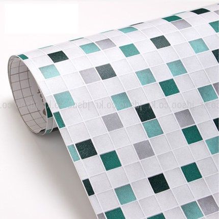 PVC Mosaic Wallpaper Bathroom Wall Paper Waterproof Tile Stickers