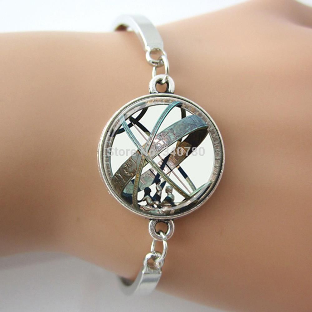 ASTRONOMICAL SUNDIAL Globe, Astronomy Glass Aqua Bracelet Science