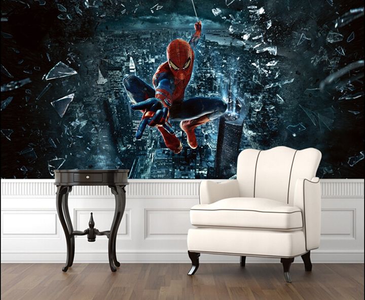 Spiderman Murals 3d Boys Bedroom Wallpaper Carton Self Adhesive