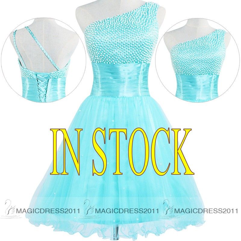 One Shoulder Turquoise Short Dress