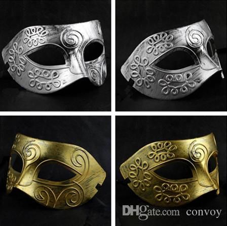 new mens halloween greece rome warrior make up mask half face masquerade grace dance party mask colors gold silver half face mask hm06 dance party mask mens