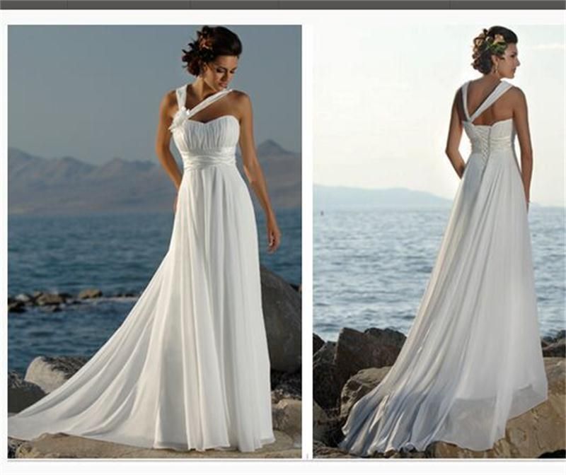 Discount Cheap Under $60 Beach Wedding Dresses Halter Chiffon Long ...