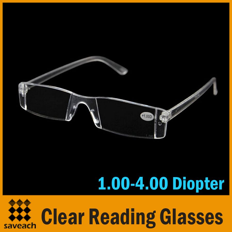 2015 New Fashion White Reading Glasses Clear Rimless Eyeglasses