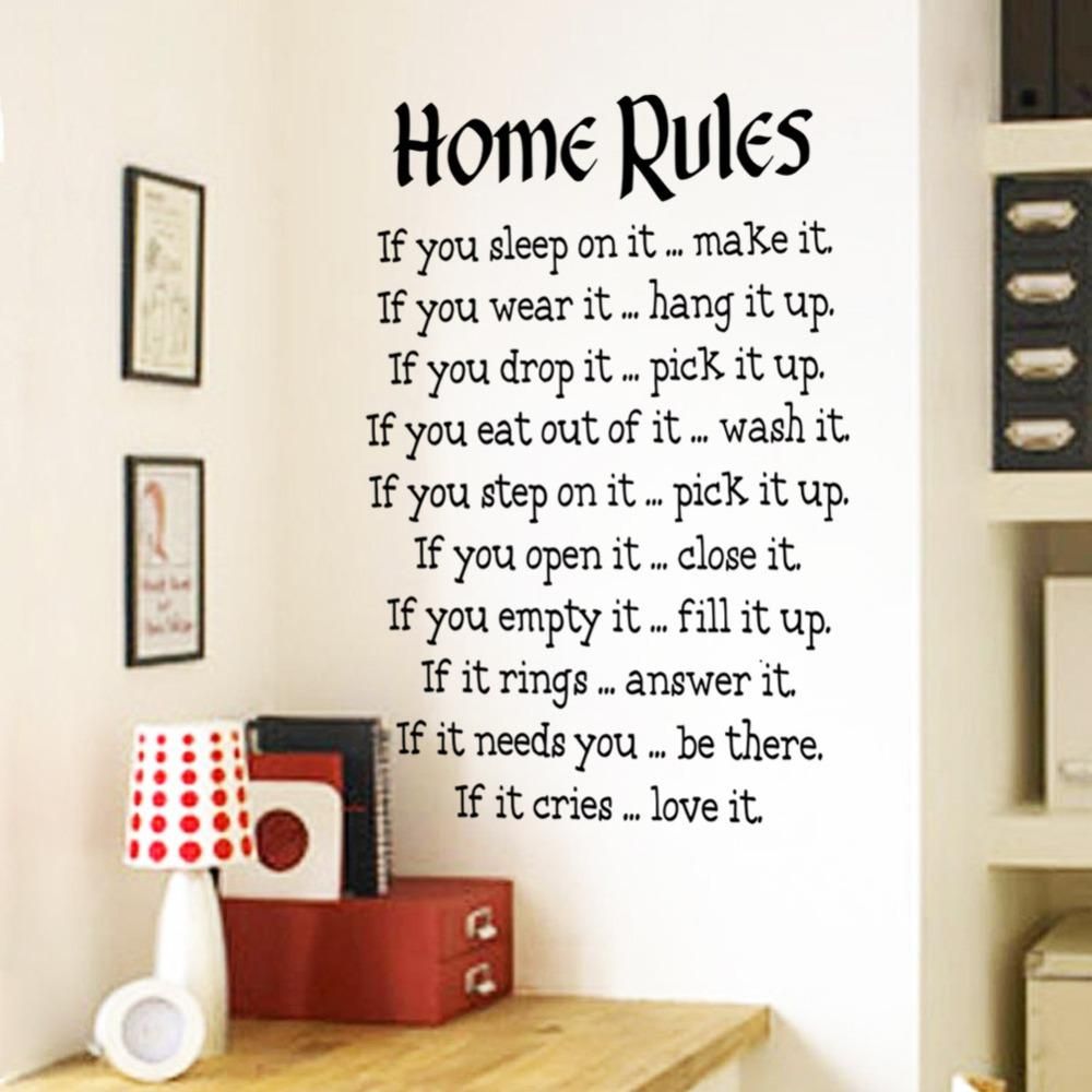 home rules wall sticker quotes home decor