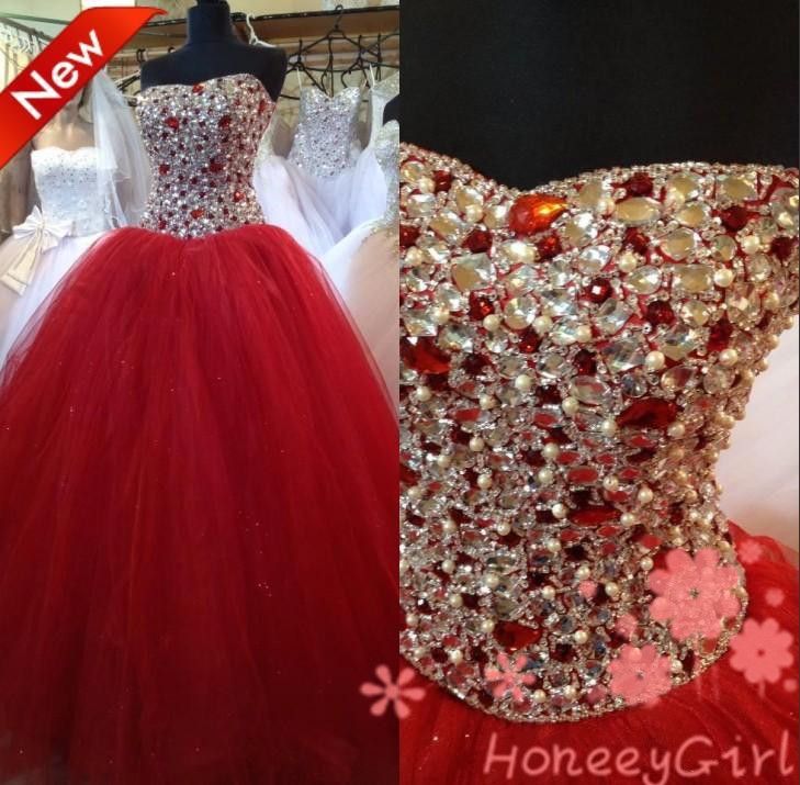 Masquerade Ball Gowns 2018 Red Vestidos De Quinceanera Dress Strapless ...