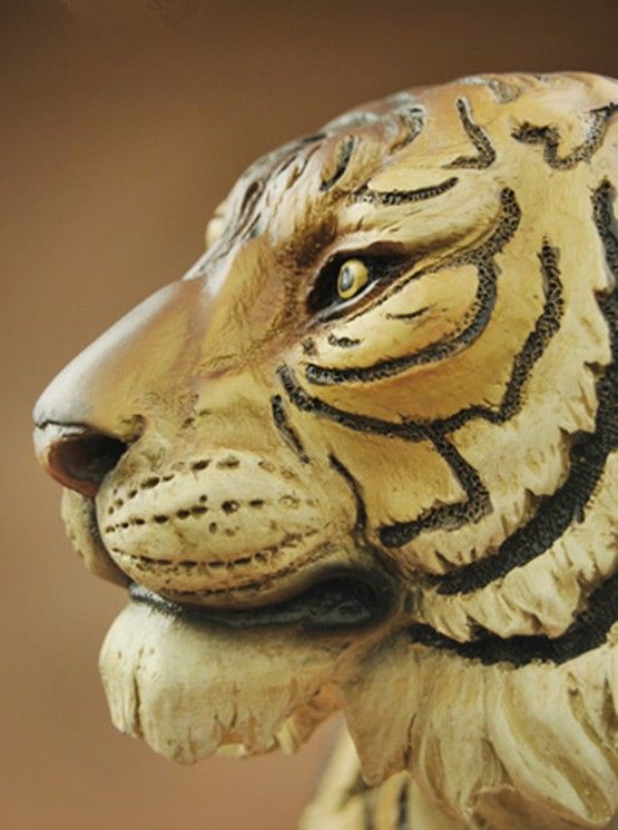 Chinese Tiger Head Bust Statue Resin Animal Feng Shui Art And Craft