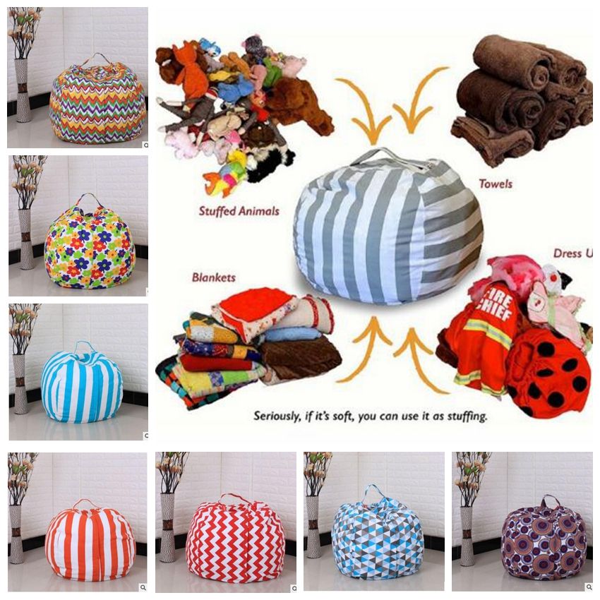 26 Inch Stuffed Animal Storage Bean Bag Chair Kids Toy Organizer Portable Clothes Storage Bag Kka3330
