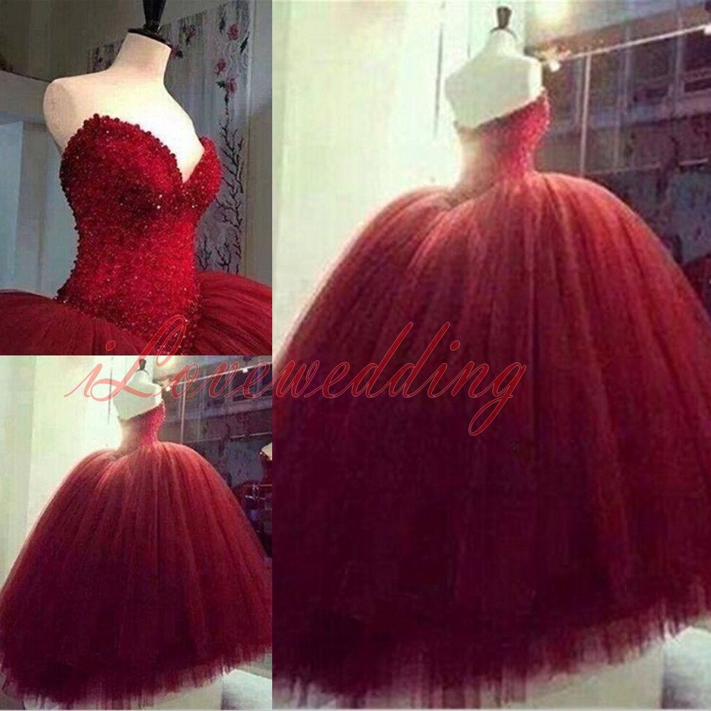 red tulle ball gown
