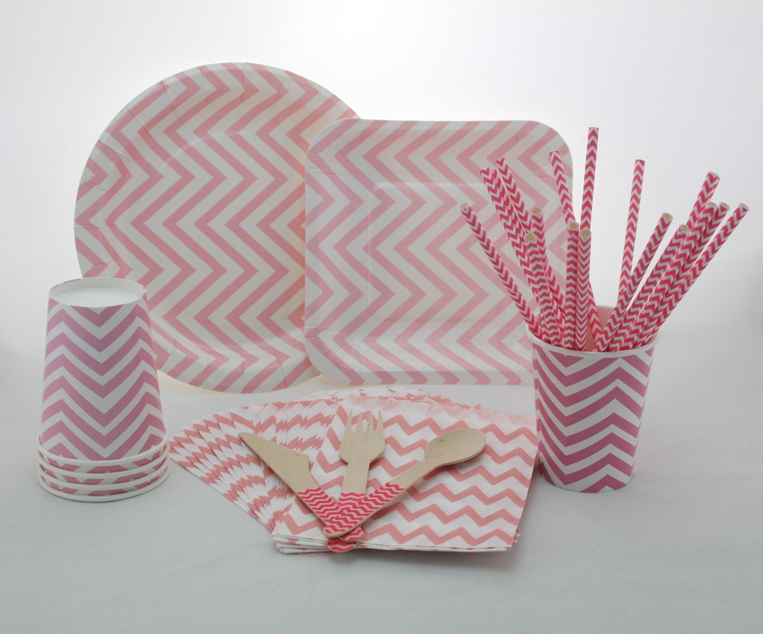 2018 Pink Chevron Tableware Set,Wedding Party Paper Plates Cups ... 2018 Pink Chevron Tableware Set,Wedding Party Paper Plates Cups ...