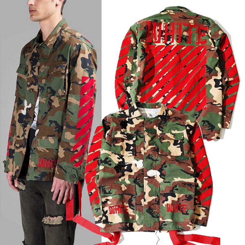 Off White Jacket Men OFF WHITE VIRGIL ABLOH Camouflage Justin Bieber