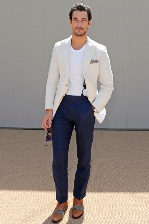 Summer Casual Ivory Linen Men Suits Peaked Lapel Tuxedos Mens Wedding ...