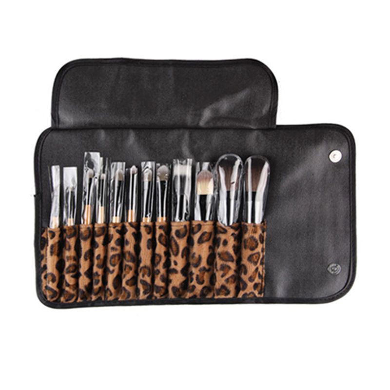 Set Donne Pro Trucco Pennello Set SET Strumento cosmetico Borsa Leopardo Beauty Brushes Kit di DHL # 71701