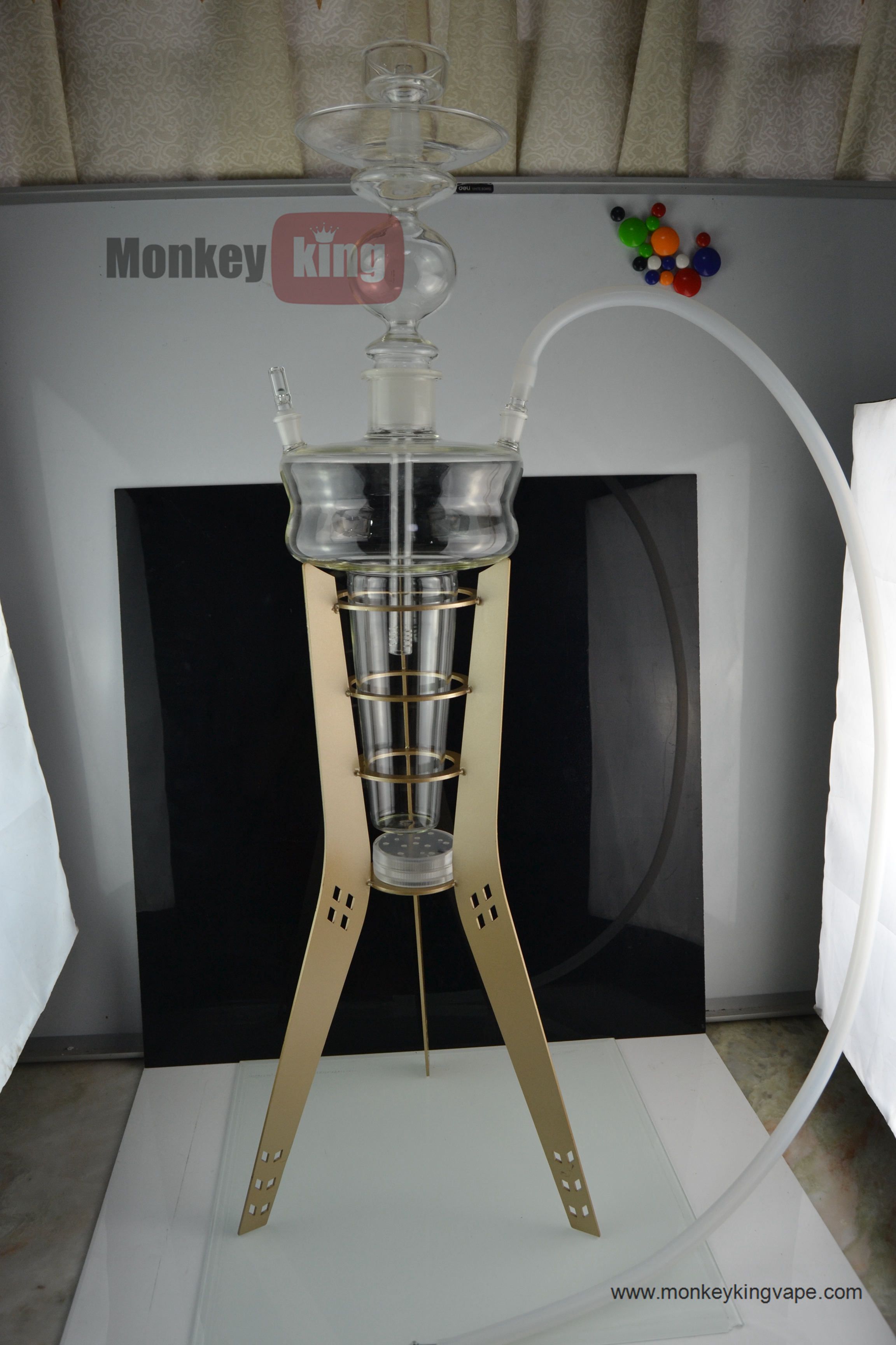 2021 Instock Shipping Wholesale Hookah Bottle Glass Hookah Shisha With High Level Stand And LED