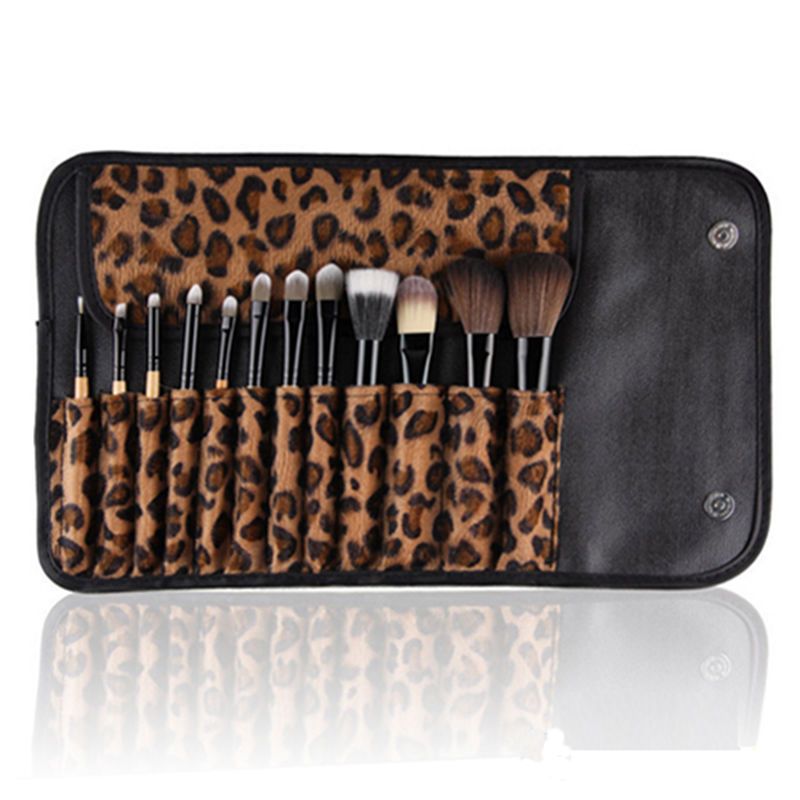 Set Donne Pro Trucco Pennello Set SET Strumento cosmetico Borsa Leopardo Beauty Brushes Kit di DHL # 71701