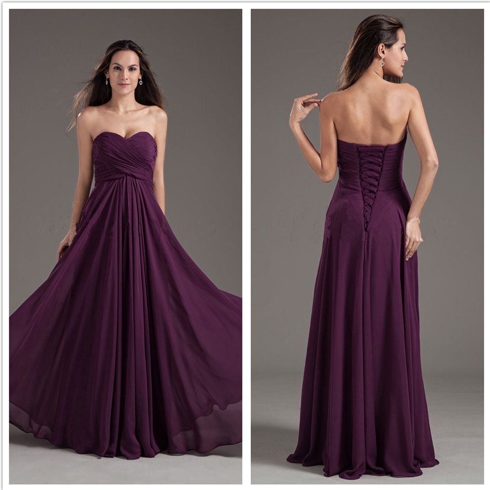 2015 Purple Bridesmaids Dresses Elegant A Line Sweetheart Sleeveless ...
