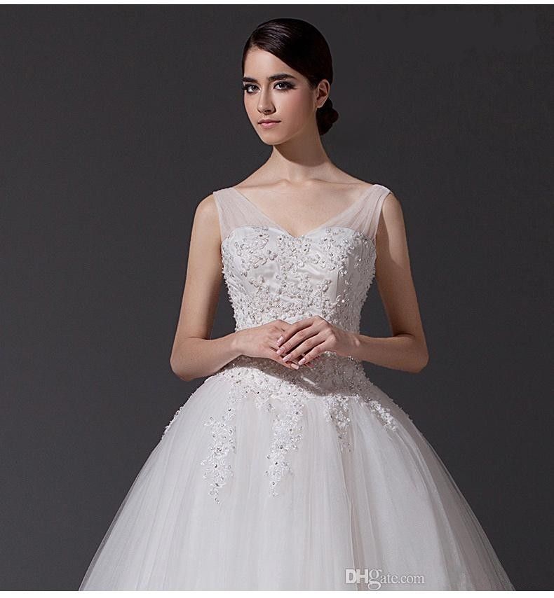 Luxury Princess Tulle Wedding Dresses With Straps Lace Up Court Train ...