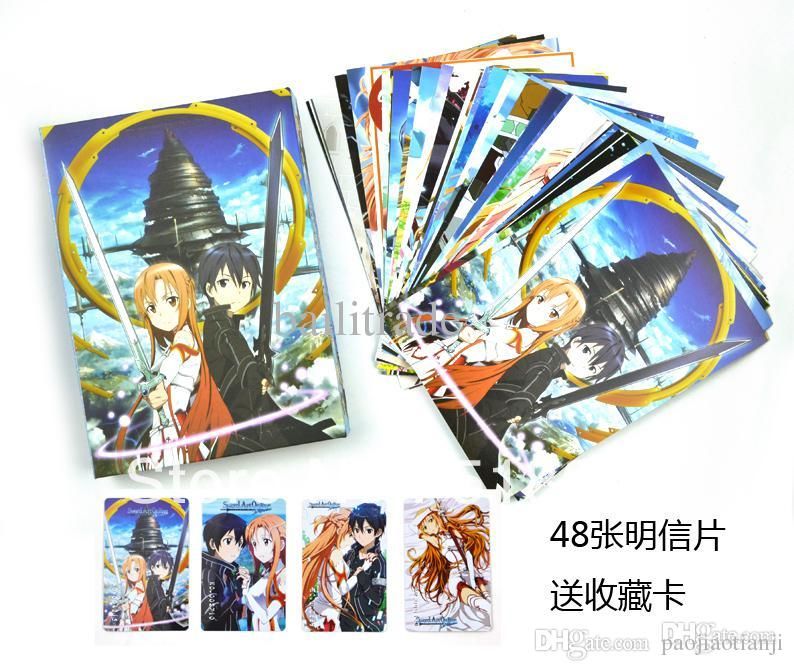 anime cartoon sword art online postcard greeting cards kids birthday