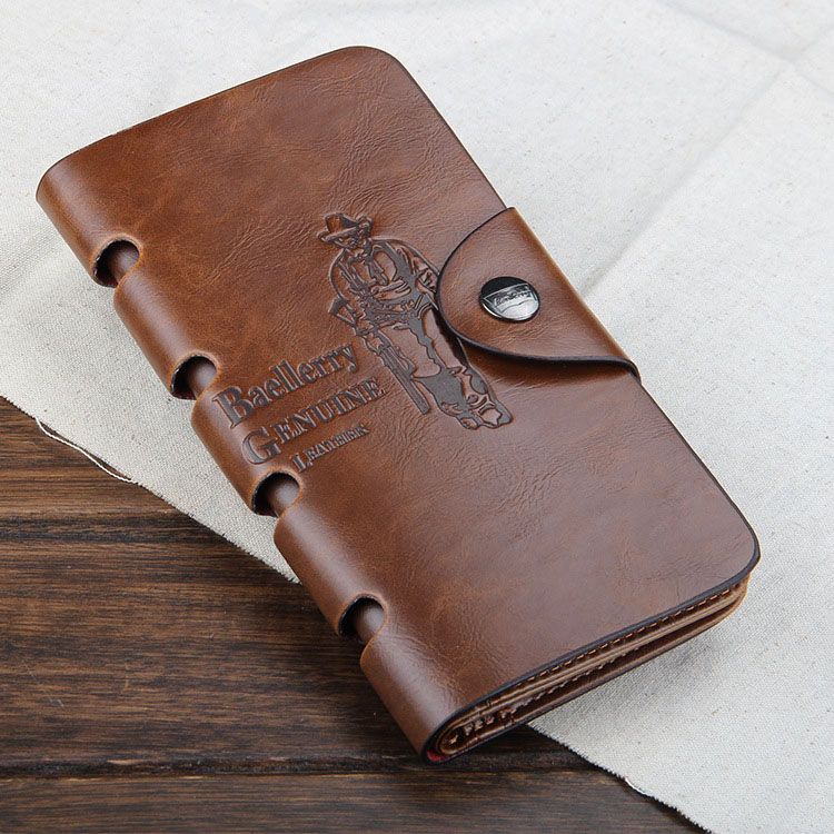 New Vintage PU Mens Long Wallets Fine Bifold 4 Styles PU Leather Credit Card Cool Tri Fold ...