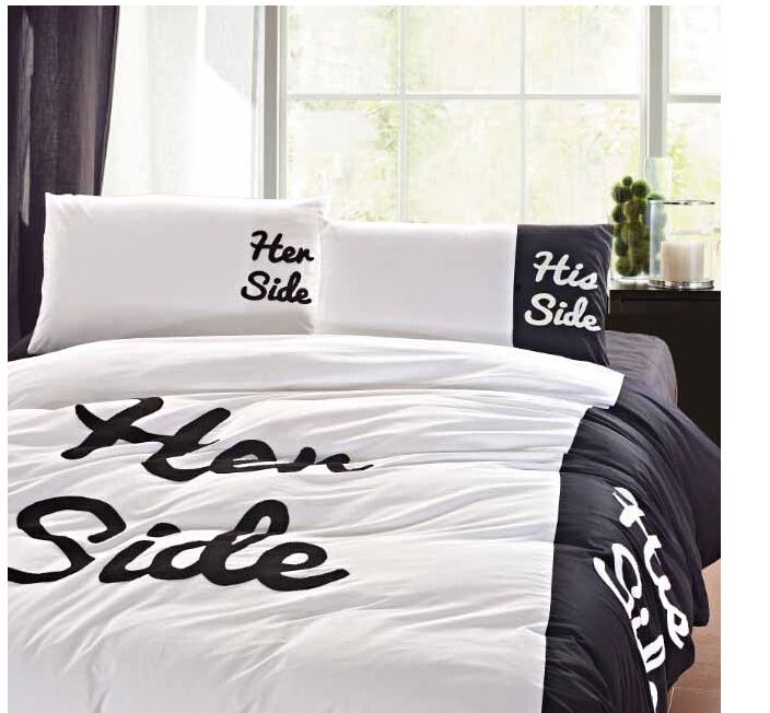 black and white fun british style her side his side bedding sets full size bedding sets