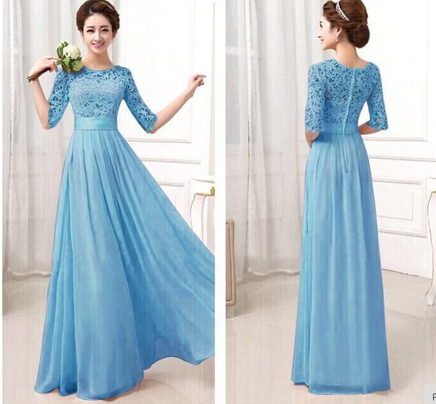 New Brand Bridesmaid Dresses Spring Lace Chiffon Sexy Long Party