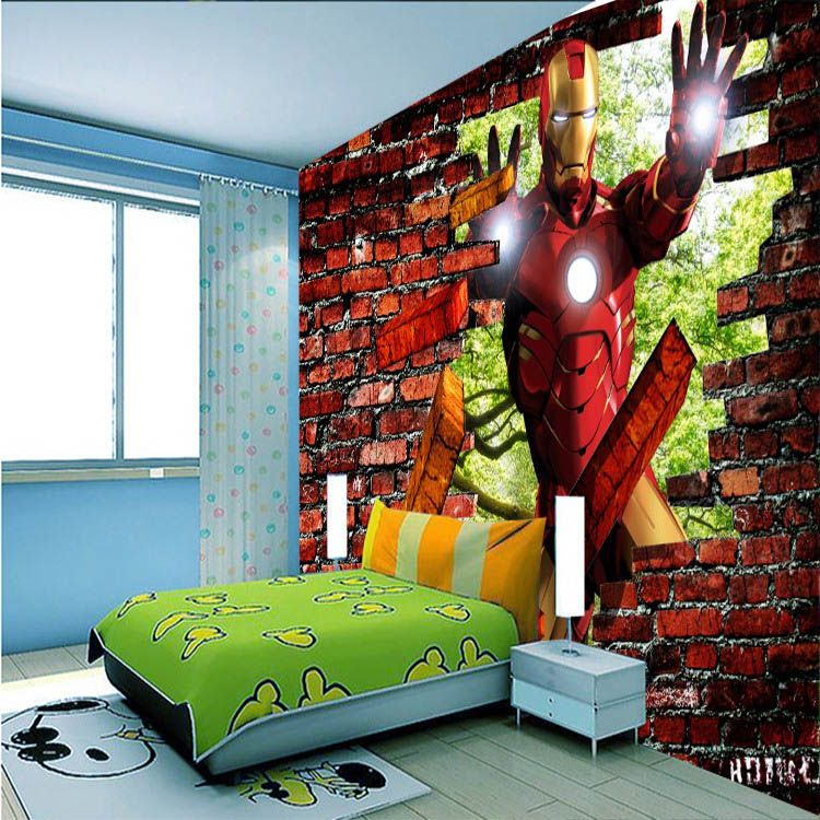 Avengers Iron Man Photo Wallpaper 3d Bricks Wallpaper Custom Wall Mural Boys Kids Bedroom Room Decor Home Decoration Gift Amazing Superhero High Res