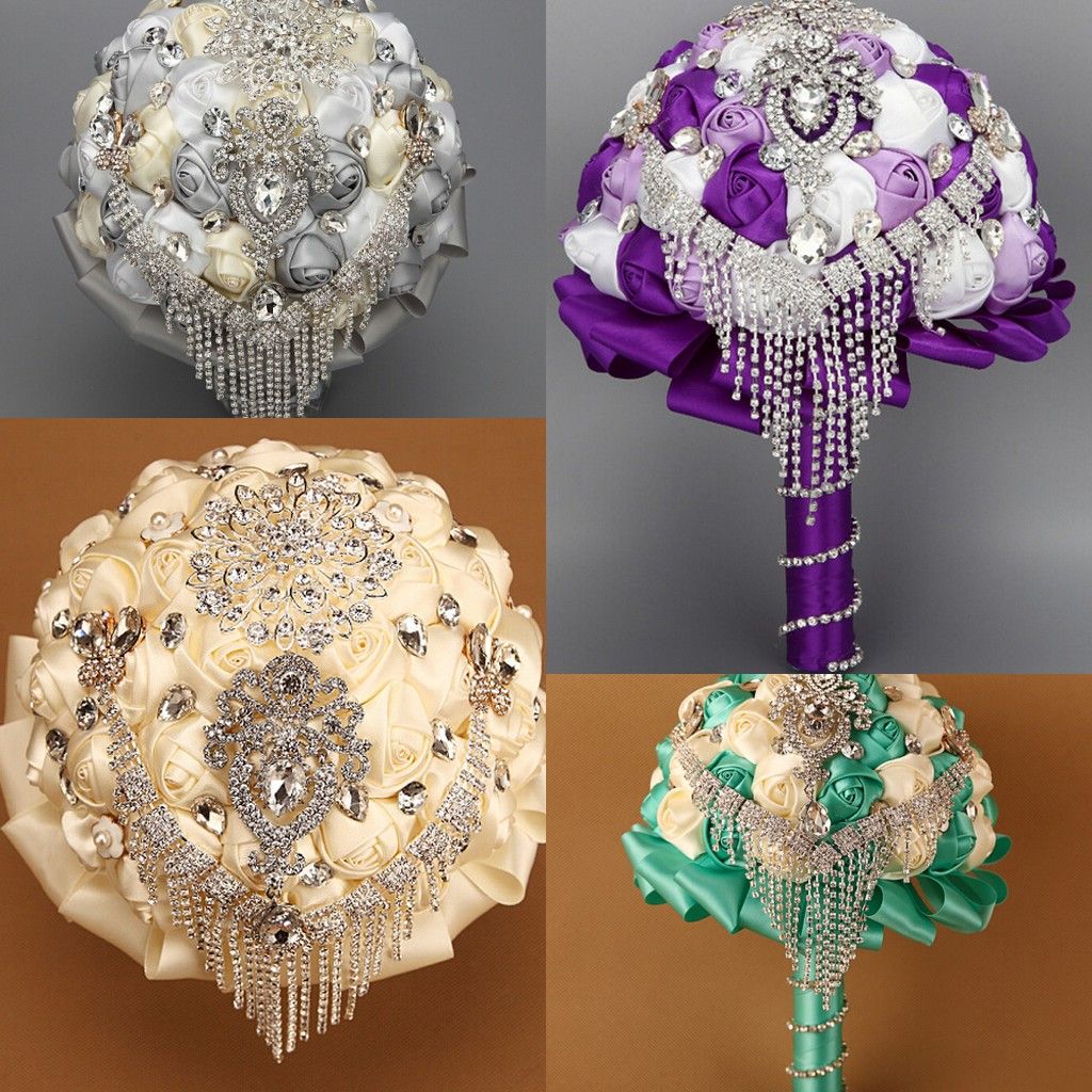 Crystal Beads Beach Wedding Bouquets For Bride Hand Holding Flowers Cheap Wedding Favors Silk Wedding Bouquet Flowers 2015 Rhinestone Hair Clips Small Hair Clips From Luxurydress $44.23| Dhgate.Com