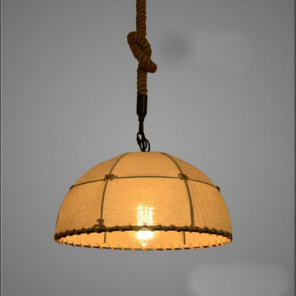 Pendant Lights Light Rustic Retro American Style Vintage Fabric Pendant Lights Light Rustic Retro American Style Vintage Fabric Cloth Lamps Home Decorative Fixture Lighting Bedroom Hanging Island