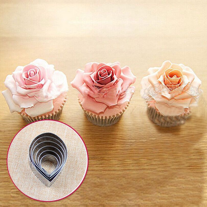 Cake tools biscuit mold cookie cutters set stainless steel tools durable in usage holiday gifts rose flowers shape cake DIY