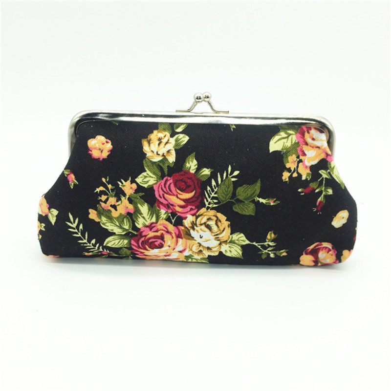 New Retro Roses Coin Purse Canvas Hand bag Floral wallet Christmas Promotion Gift C3065