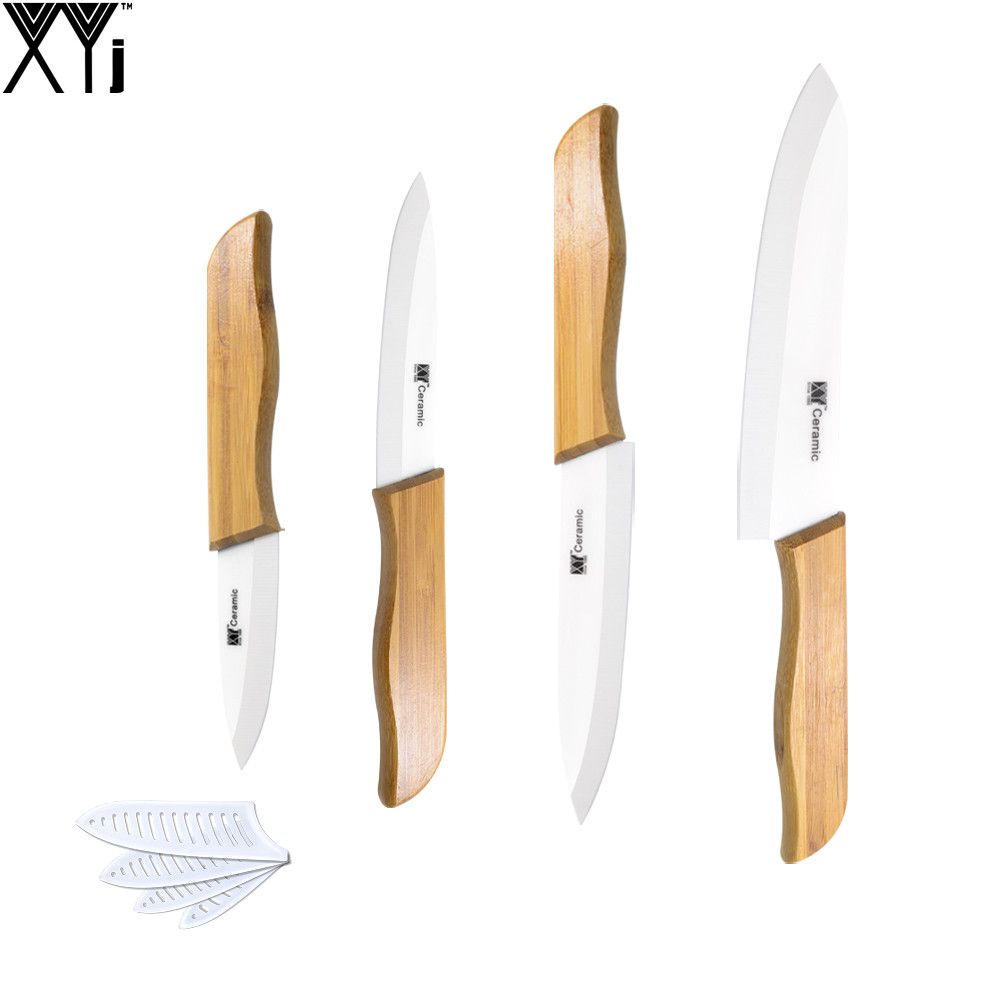 Sharp Bamboo Handle White Blade Ceramic Knife Set 6 5 4 3 Inch Sharp Bamboo Handle White Blade Ceramic Knife Set 6 5 4 3 Inch Chef Slicing Utility Paring High End Kitchen Knives Xyj Brand The Best To