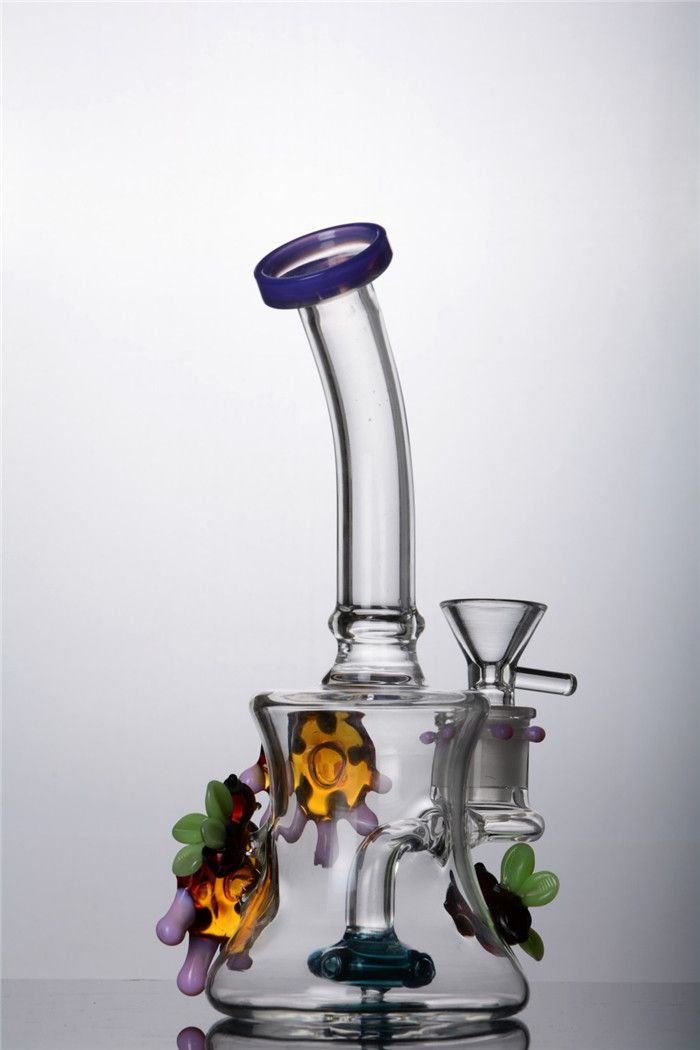 2019 Cheech Small Honeybee Beaker Bong Bubbler With Colorful Flower Dab