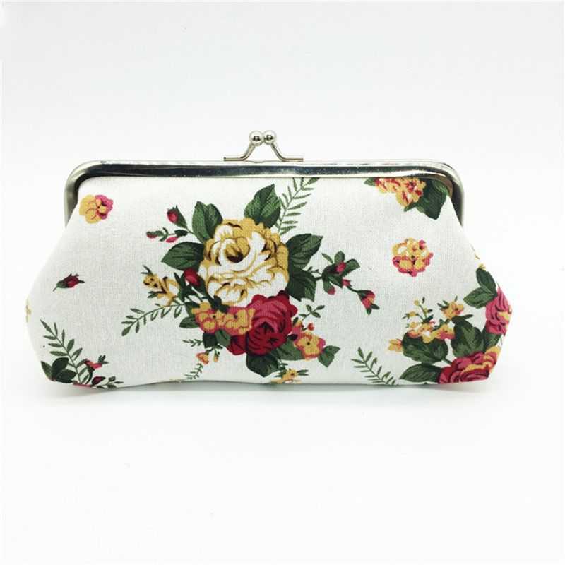 New Retro Roses Coin Purse Canvas Hand bag Floral wallet Christmas Promotion Gift C3065