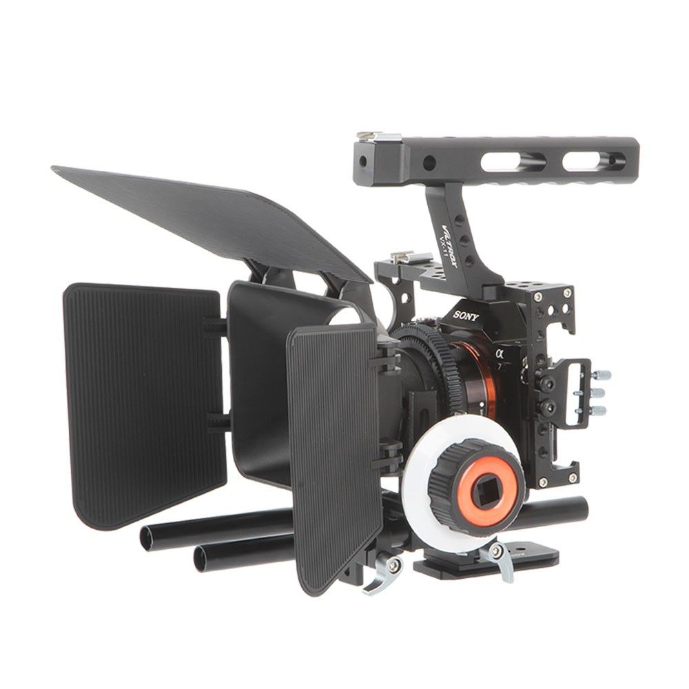 2020 DSLR Video Film Stabilizer Kit 15mm Rod Rig Camera Cage+Handle Grip+Follow Focus+Matte Box